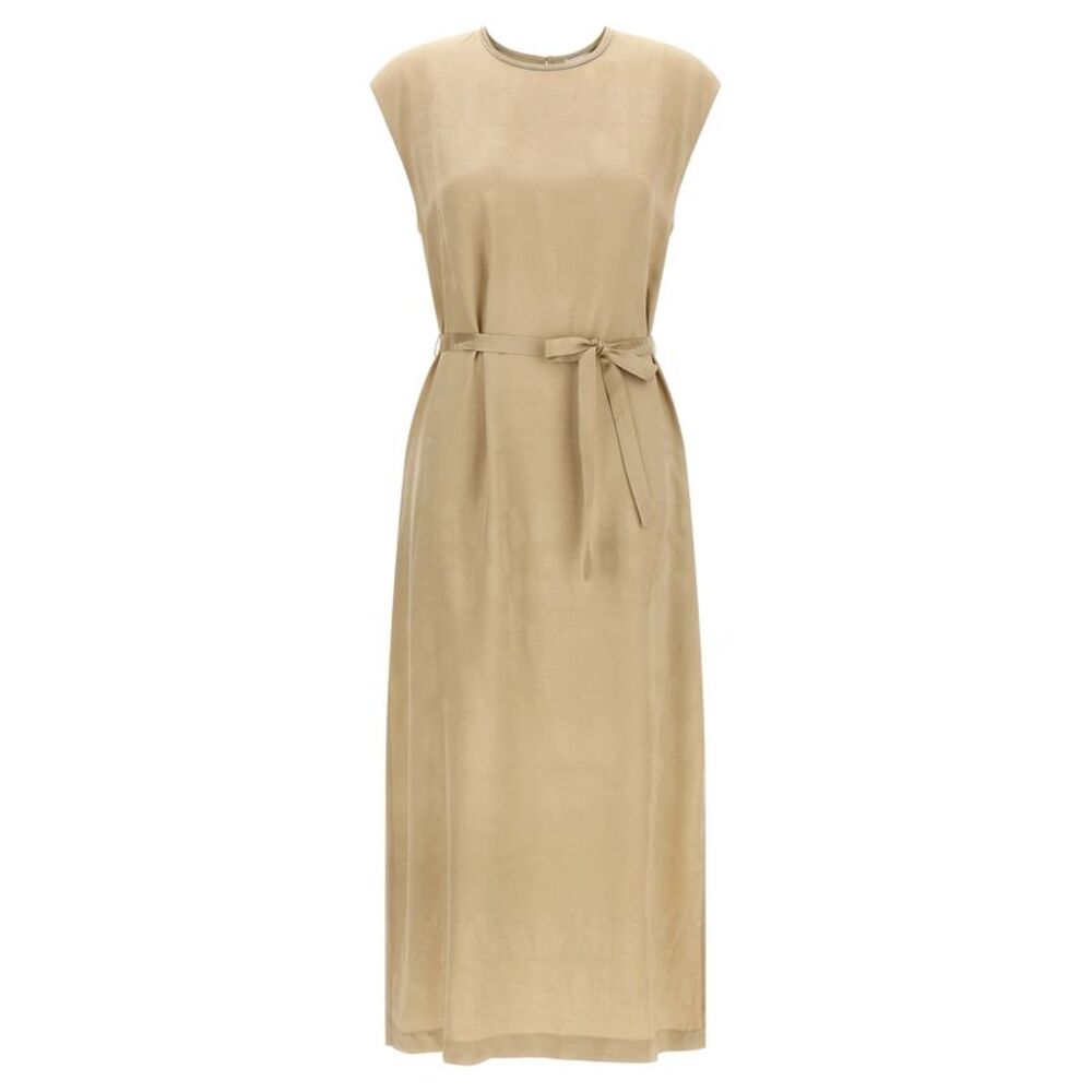 Peserico Beige Viscose Midi Women's Dress